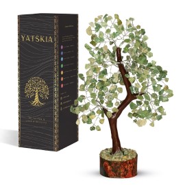 YATSKIA Green Jade Stone - Artificial Trees, Bonzai Tree, Green Jade, Healing Stone, Crystals Tree, Crystal Tree of Life, Crystal Items for Gift