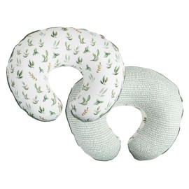 Boppy Nursing Pillow Cover, 100% Organic Cotton, Green Little Leaves, Fits The Original Support Pillow for Breastfeeding and Bottle Feeding, Cover Only