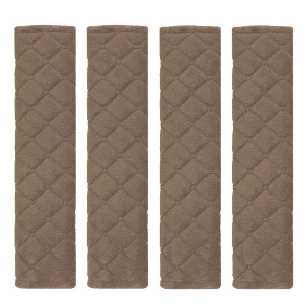 MIRKOO Car Seat Belt Cover Pad, 4-Pack Soft Car Safety Seat Belt Strap Shoulder Pad for Adults and Children, Suitable for Car Seat Belt, Backpack, Shoulder Bag, Laptop Computer Bag(4-Khaki)