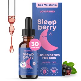 SleepBerry Liquid Melatonin for Kids - Natural Sleep Aid with Elderberry and Vitamin D - Boosts Immune System While They Sleep (1 Fl oz)