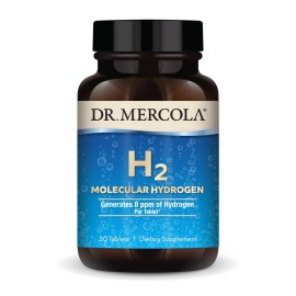 Dr. Mercola H2 Molecular Hydrogen - Supports Healthy Aging, Cellular Energy & Brain Health - with Elemental Magnesium - GMO-Free, Gluten-Free & Soy-Free - 30 Tablets (30 Servings)