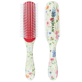 Denman D3 Curly HairBrush for Women & Men - 7 Row Detangling & Curl Defining Brush for Natural Curly, Coily, Wavy Hair - Styling Brush for Smooth defined Curls, Floral Fantasy
