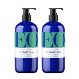 EO Shower Gel Body Wash, 16 Ounce (Pack of 2), Grapefruit and Mint, Organic Plant-Based Skin Conditioning Cleanser with Pure Essentials Oils