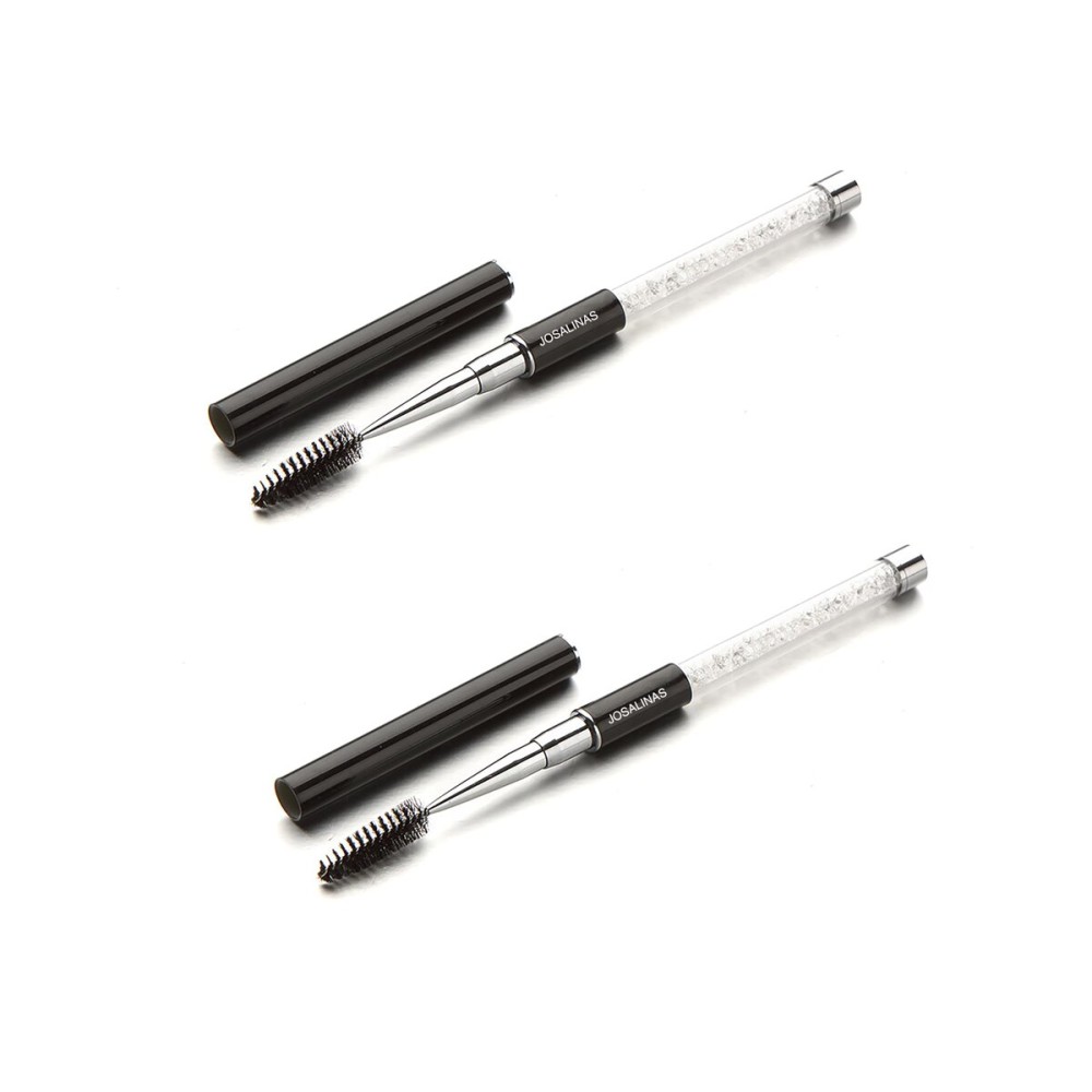 JOSALINAS 2PCS Mascara Brushes, Eyebrow Eyelash Brushes, Mascara Wands Spooly Applicators, Eye Brushes, Portable Cosmetic Brushes with Cap Spoolies Brushes for Eyelash Extensions and Eyebrows, Black