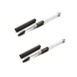 JOSALINAS 2PCS Mascara Brushes, Eyebrow Eyelash Brushes, Mascara Wands Spooly Applicators, Eye Brushes, Portable Cosmetic Brushes with Cap Spoolies Brushes for Eyelash Extensions and Eyebrows, Black