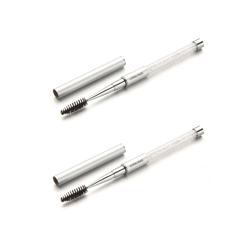 JOSALINAS 2PCS Mascara Brushes Eyebrow Eyelash Brushes Mascara Wands Spooly Applicators Eye Brushes Portable Cosmetic Brushes with Cap Spoolies Brushes for Eyelash Extensions and Eyebrows, Silver