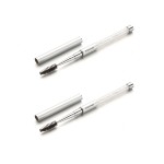 JOSALINAS 2PCS Mascara Brushes Eyebrow Eyelash Brushes Mascara Wands Spooly Applicators Eye Brushes Portable Cosmetic Brushes with Cap Spoolies Brushes for Eyelash Extensions and Eyebrows, Silver