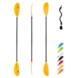 OCEANBROAD Kayak Paddle 90.5in/230cm Alloy Shaft Kayaking Boating Canoeing Oar with Paddle Leash 1 Paddle, Yellow