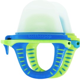 Teetherpop Fillable Silicone Teether for Babies - Breastmilk Popsicle Molds for Teething with Spill-Proof Sippy Slits - Freezable Baby Teethers for Liquids & Pures - Cool Relief (BlueLime & LimonTeal