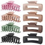 TOCESS 8 Pack Big Hair Claw Clips for Women Large Claw Clip for Thin Thick Curly Hair 90\'s Strong Hold 4.33 Inch Nonslip Matte Jumbo Hair Clips (8 Pcs)