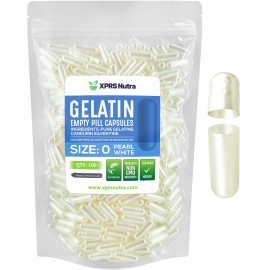 XPRS Nutra Size 0 Empty Capsules - 500 Count Empty Gelatin Capsules - Pills DIY Capsule Filling - Pure Bovine Pill Gel Caps for Do-It-Yourself Supplements (Pearl White)