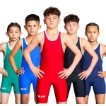 Elite Sports Kids Wrestling Youth Singlet, Standard Boys Wrestling Singlets (Red, Small)