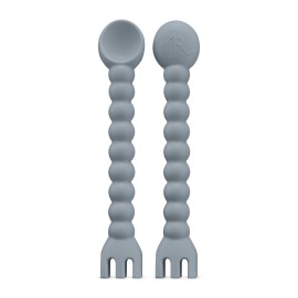 Ryan & Rose Cutie Tensils Baby Spoon and Fork [2 Pack] (Charcoal)
