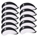 Craftsman Golf 11pcs/Set Neoprene Iron Headcover Set with Large No. for All Brands Callaway,Ping,Taylormade,Cobra Etc. (White & Black)