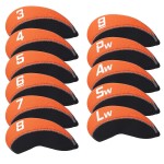 CRAFTSMAN GOLF 11pcs/Set Neoprene Iron Headcover Set with Large No. for All Brands Callaway,Ping,Taylormade,Cobra Etc. (Orange & Black)