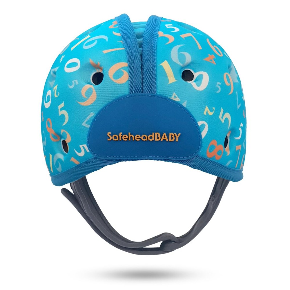 SafeheadBABY Soft Baby Head Protector Helmet for Crawling and Walking 7-24 Months - Ultra-Lightweight & Breathable Infant Safety Helmet That Grows with Your Baby (Head Circ. 40-52 cm) - Numbers Blue