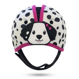 SafeheadBABY Soft Baby Head Protector Helmet for Crawling and Walking 7-24 Months - Ultra-Lightweight & Breathable Infant Safety Helmet That Grows with Your Baby (Head Circ. 40-52 cm) - Dalmatian Pink