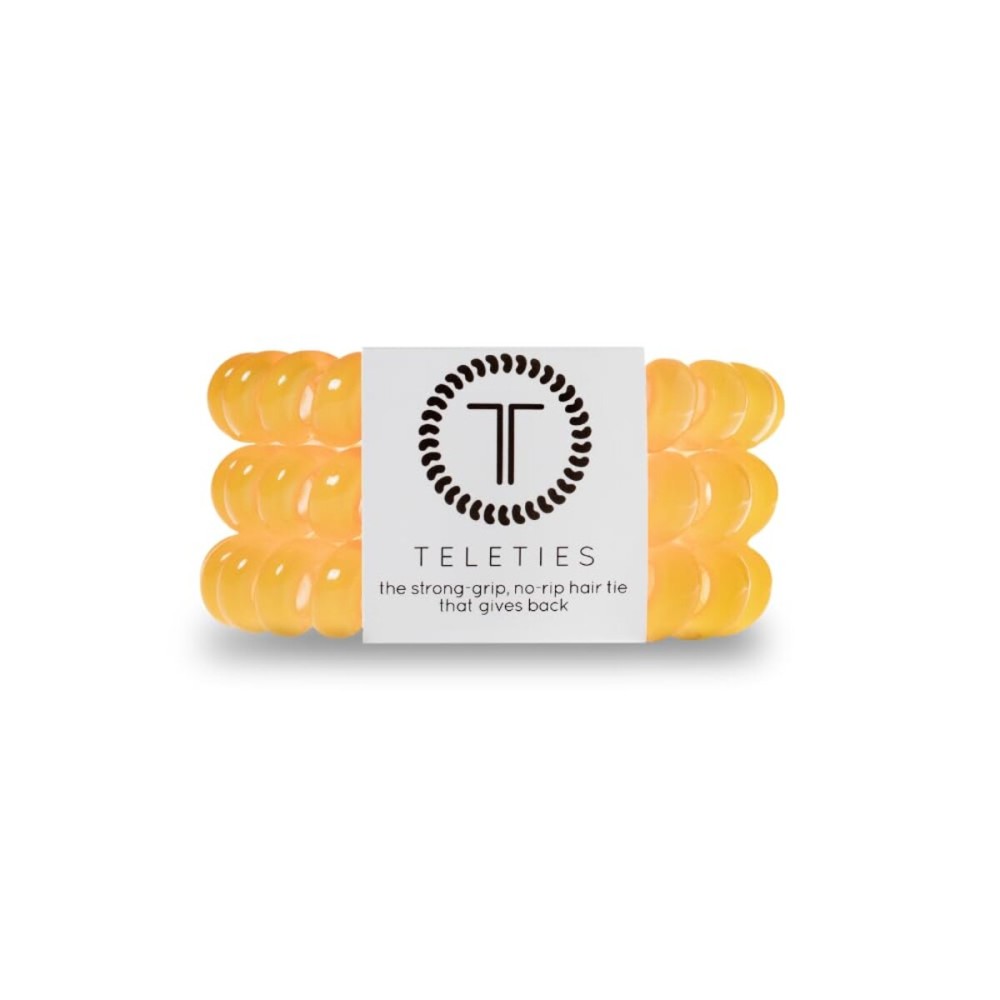 TELETIES - Spiral Hair Coils - Ponytail Holder Hair Ties for Women - Phone Cord Hair Ties - Strong Grip, No Rip, Water Resistant, No Crease Hair Tie Coils - 3 pack (Large, Atomic)