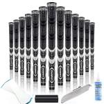 CHAMPKEY Premium Hybrid Golf Grips 13 Pack with All Repair Kits - All Weather Performance Golf Club Grips - High Traction and Control Half Corded Golf Grips for Men(Black,Standard)