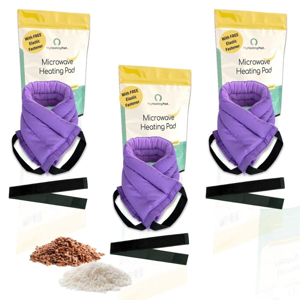Microwavable Heating Pads for Lower Back, Neck, and Shoulder Pain Relief - Moist Microwave Heating Pad for Muscles and Joints - Microwave Hot Pack Heat Pad for Cramps -3 Heat Pack Purple