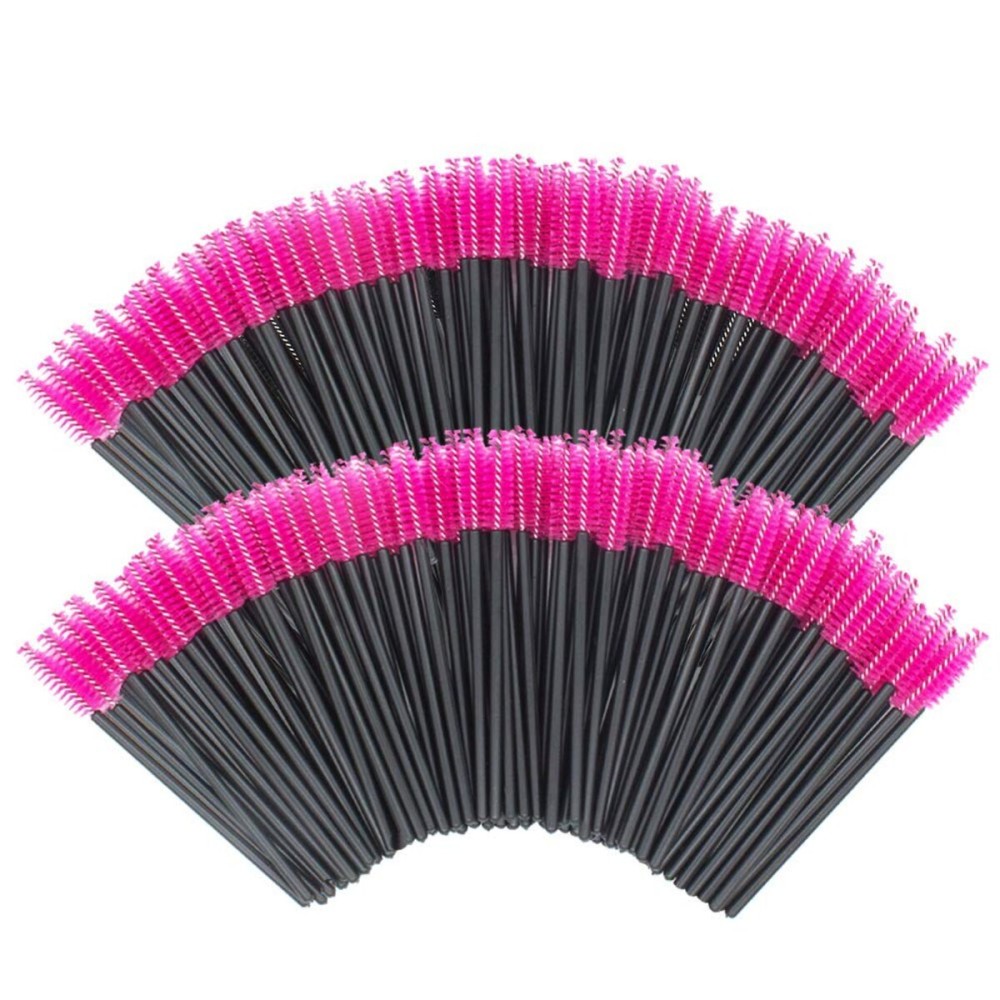 200 PCS Disposable Eyelash brush Mascara Wands Spoolies for Eye Lash Extension, Eyebrow and Makeup (Rose red)