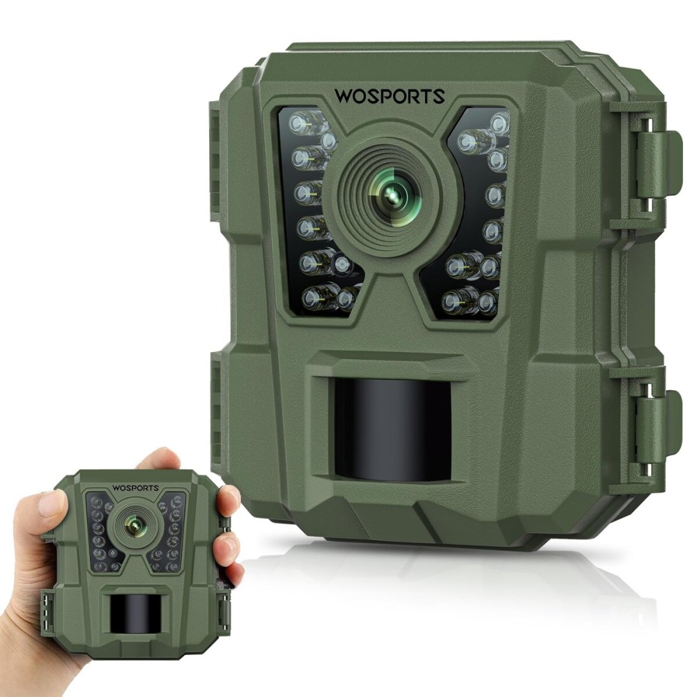 WOSPORTS Mini Trail Camera 24MP 1080P HD Game Camera with Night Vision Motion Activated Waterproof,Trail Cam with Fast Trigger Time for Outdoor Wildlife Monitoring