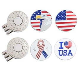 GOLTERS Golf Ball Markers with Hat Clips Value Sets for Men Women Golfer, Removable Attaches Easily to Golf Cap Premium Gifts (Birdie Clover)
