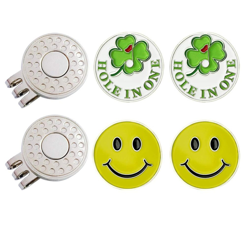 GOLTERS Golf Ball Markers with Hat Clips Value Sets for Men Women Golfer,Removable Attaches Easily to Golf Cap Premium Gifts (Clover face)