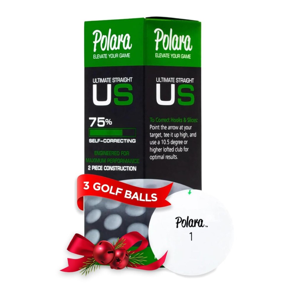 Polara Golf Self-Correcting Golf Balls - Soft Feel, Anti-Slice & Hook Correction, Exceeds USGA Limits, Dimple Pattern, High-Performance Balls for Men & Women - Ultimate Straight, 3 Pack, White