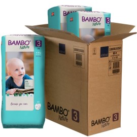Bambo Nature Hypoallergenic Baby Diapers, Eco-Labeled Diapers, Enhanced Leakage Protection, Totally Chlorine-Free, Skin Friendly, and Super Absorbent - Size 3 (156 Count)