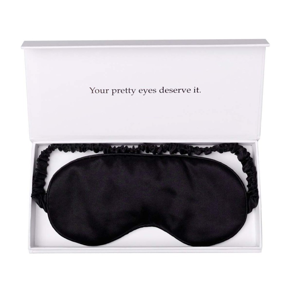 Silk Sleep Mask Light Blocking Luxury 19mm Silk Eye Mask 100% Mulberry Eye Cover Blindfold Ultra Soft Light and Comfy Anti Aging Skin Care with Travel Bag Gift Package
