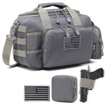 DBTAC Gun Range Bag Small | Tactical 2x Pistol Shooting Range Duffle Bag with Lockable Zipper for Handguns and Ammo (Gray)
