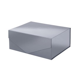PACKHOME Gift Box 9x6.5x3.8 Inches, Rectangle Collapsible Box with Magnetic Lid for Gift Packaging (Glossy Gray)