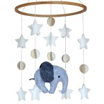 Sorrel + Fern Scandinavian Elephant Baby Crib Mobile - Grey, Portable, Hanging Mobile for Newborns, Parents, Gift-givers