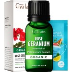 Gya Labs Organic Rose Geranium Essential Oil - 0.34 Fl Oz - for Skin, Hair, Diffuser, Aromatherapy, DIY Candle Making Scents