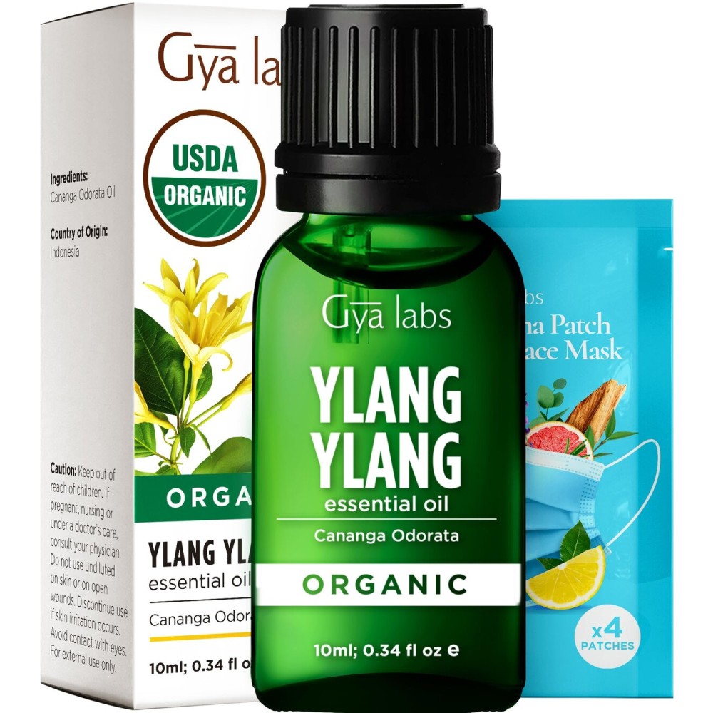 Gya Labs Organic Ylang Ylang Essential Oil - 0.34 Fl Oz - for Skin, Hair, Diffuser, Aromatherapy, DIY Candle Making Scents