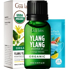 Gya Labs Organic Ylang Ylang Essential Oil - 0.34 Fl Oz - for Skin, Hair, Diffuser, Aromatherapy, DIY Candle Making Scents