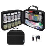StarPlus2 Large Padded Pill Bottle Organizer, Medicine Bag, Case, Carrier for Medications, Vitamins, and Medical Supplies - Travel Medicine Organizer and Home Storage Med Bag - Black (with TSA Lock)