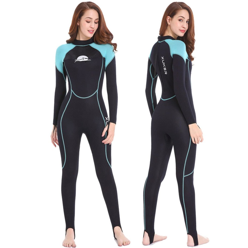 XUKER Wetsuit Women, 2mm Neoprene Long Sleeve Full Body Back Zip Wet Suit in Cold Water for Diving Surfing Snorkeling Kayaking Swimming Scuba Water Sports