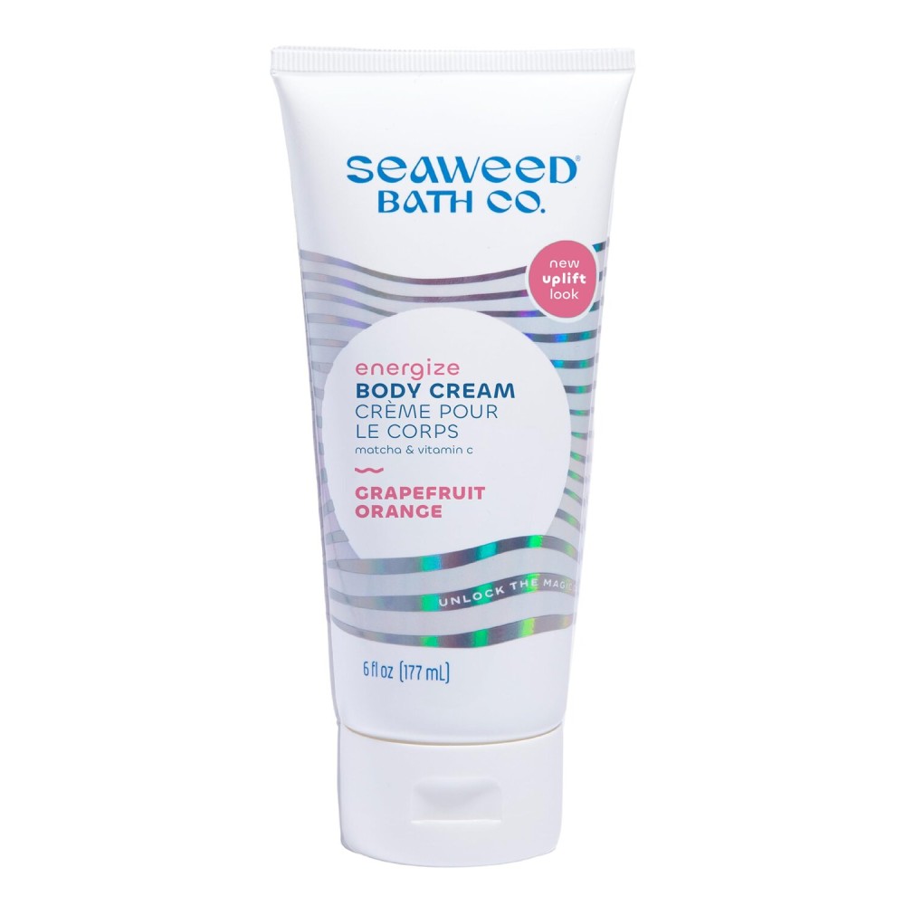 Seaweed Bath Co. Energize Body Cream - Grapefruit Orange | Hand and Body Lotion with Vitamin C, Hyaluronic Acid and Shea Butter | Invigorating Moisturizer For Dry Skin | 6 oz