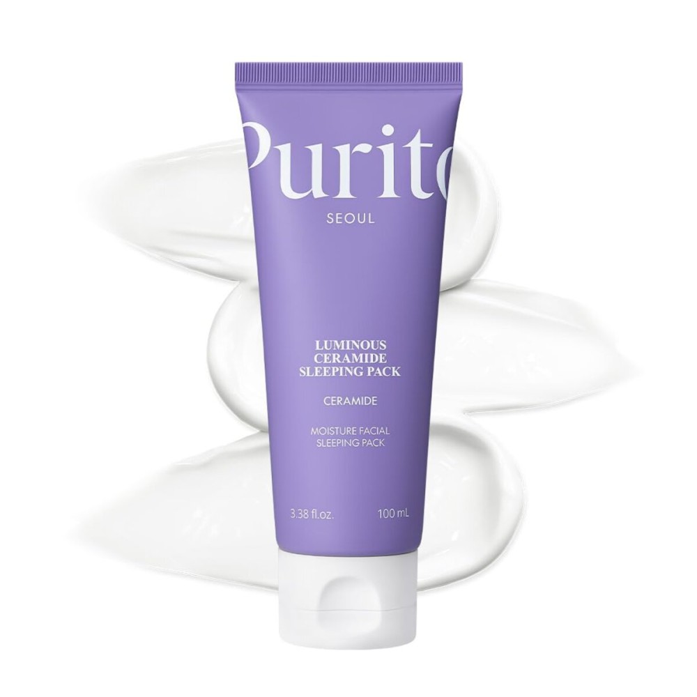 PURITO Luminous Ceramide Sleeping Pack | Overnight Recovery Cream with Five Ceramides for Dry & Sensitive Skin | Ceramide, Hydration Lock | Vegan & Cruelty-Free, Korean Skincare, 100mL / 3.38 fl.oz
