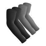 Aegend 2 Pair Sun Protection Cooling Arm Sleeves Sun Sleeves for Men Women Youth, Black & Deep Grey