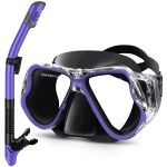 Greatever Dry Snorkel Set,Panoramic Wide View,Anti-Fog Scuba Diving Mask,Professional Snorkeling Gear for Adults