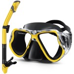 Greatever Dry Snorkel Set,Panoramic Wide View,Anti-Fog Scuba Diving Mask,Professional Snorkeling Gear for Adults