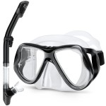Greatever Dry Snorkel Set,Panoramic Wide View,Anti-Fog Scuba Diving Mask,Professional Snorkeling Gear for Adults