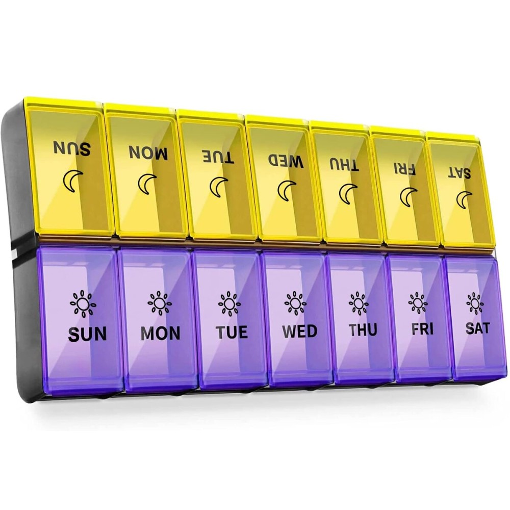 Mossime XL Large Daily Pill Organizer 2 Times a Day, Extra 7 Day Pill Box Am Pm, Weekly Day Night Vitamin Holder, Medicine Organizer, Big Pill Container, Medication Dispenser 14 Compartments