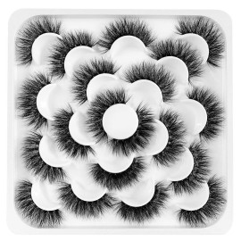 Newcally Lashes 3D Fake Eyelashes 18MM Dramatic Faux Mink Eyelashes Pack 10 Pairs Thick Long Volume False Eye Lashes