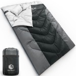 VENTURE 4TH Double 3-Season Backpacking Sleeping Bag, Camping Sleeping Bags for Adults, Kids & Couples - Lightweight, Comfortable, Water Resistant, Ideal for Hiking, Camping & Outdoor - Black/Silver