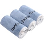 BOBOR Gym Towels Set, Microfiber Sports Towel for Men and Women, Super Soft and Quick-Drying 3-Pack Set Towel, for Tennis, Yoga, Cycling, Swimming (Blue 3 Pack, 14 x 29)