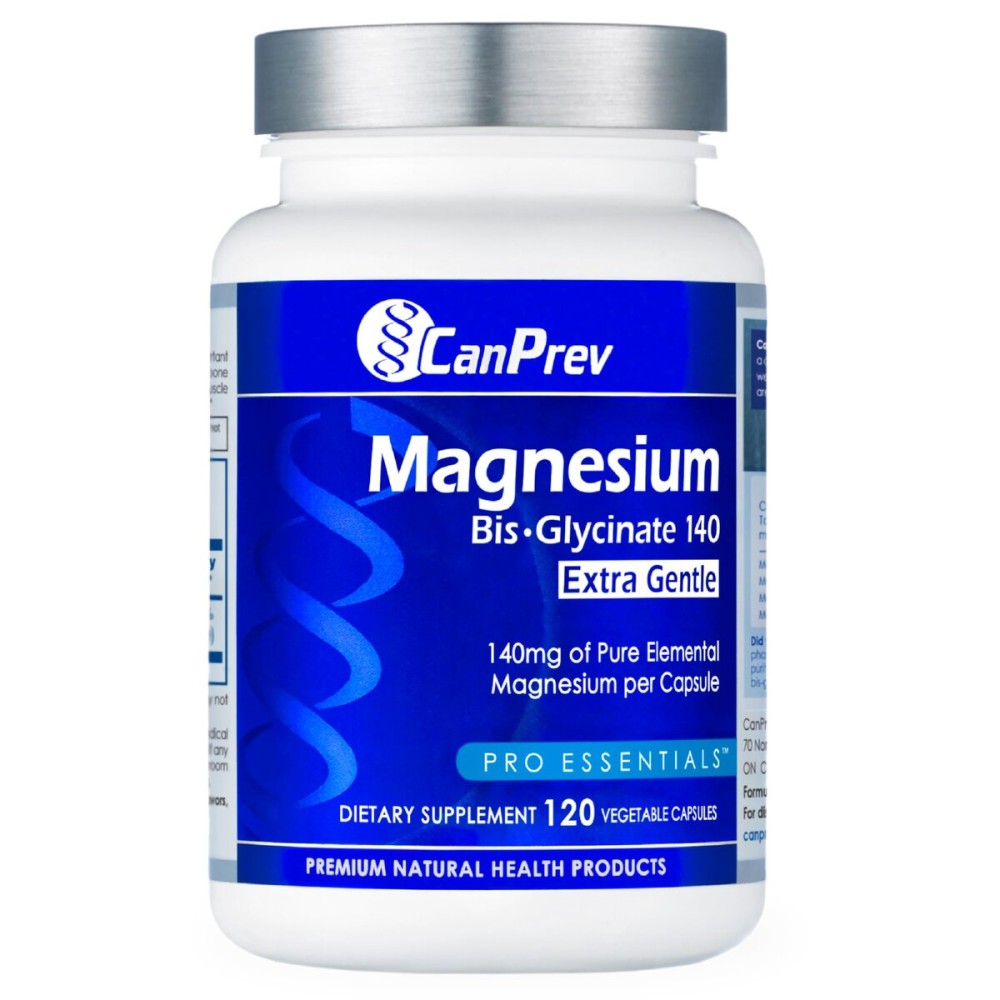 CanPrev Magnesium BisGlycinate Extra Gentle 140mg, 120 v-Caps 120-Day Supply - Pure Elemental Magnesium Supplement, Support Bone & Muscle Function, Gentle on Stomach, Perfect for Daily Magnesium Needs